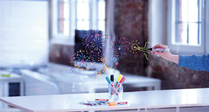 Actual product image Edding Glassboard Marker Set (White, Light blue, Pink, Yellow, 3 mm, 4 x)