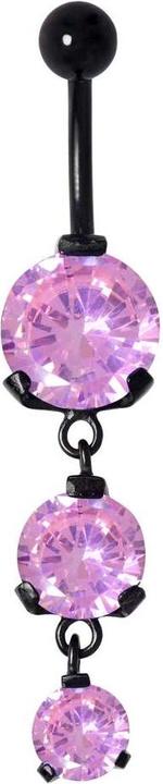 Image du produit Bijouteria Piercing nombril (Acier chirurgical 316L, Revêtement PVD (noir), Zircone)