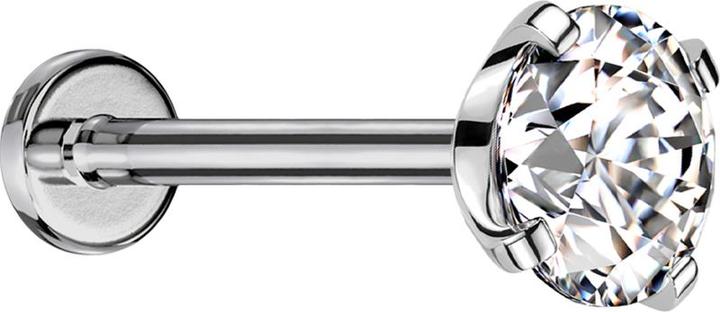 Produktbild Star Piercing Micro Threadless Labret silber mit Kristall silber gefasst (ohne Messing, Titan G23)