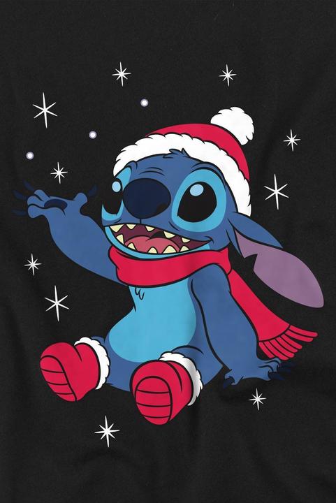Actual product image Lilo & Stitch Mens Snowflake Christmas T-Shirt (L)