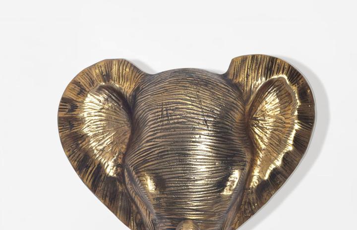 Produktbild FineBuy Wanddeko Wohndeko Elefant 41 cm Aluminium Gold Afrika Dekoration Modern