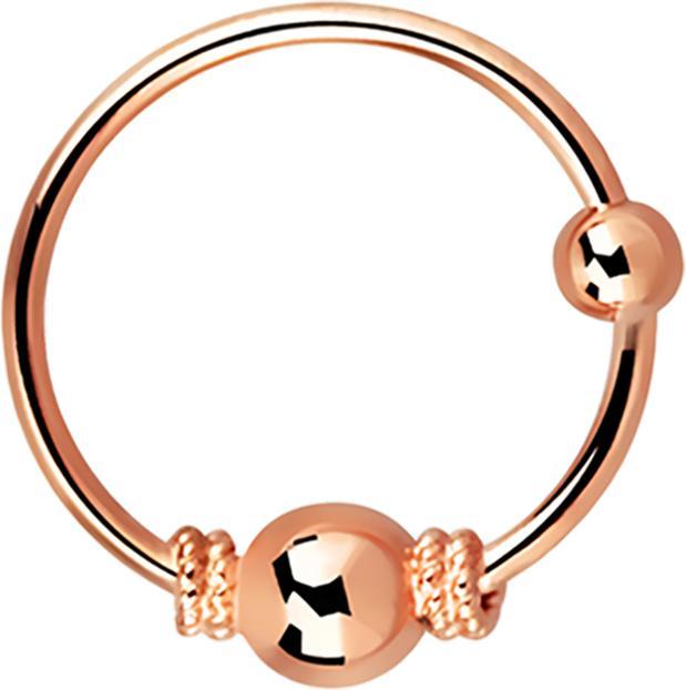 Star Piercing Micro Piercing Ring mit kleiner Seilwindung eng und 3 mm Kugel rosegold (925 Sterlingsilber, ohne Messing)
