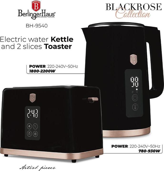 Actual product image BerlingerHaus Haus Wasserkocher & Toaster mit Digitalanzeige Black Rose Collection (1.70 l)