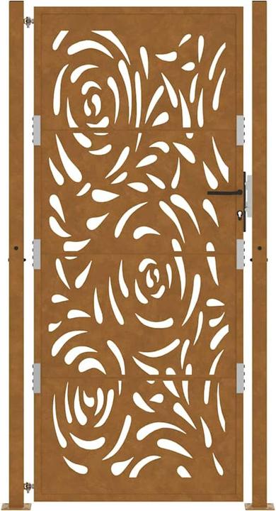 Actual product image VidaXL Garden gate 105x205 cm Weatherproof steel flame design fence gate