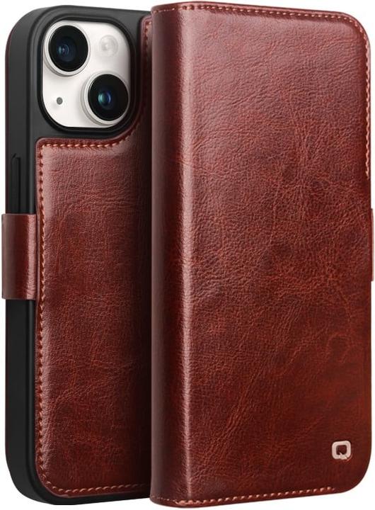 Produktbild QiAlino Hülle Flip mit magnetischem Verschluss Dunkelbraun (Apple iPhone 14)