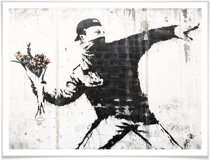 Actual product image Trenddeko Poster Banksy - The flower thrower 60 x 50 cm, paper (60 x 50 cm)