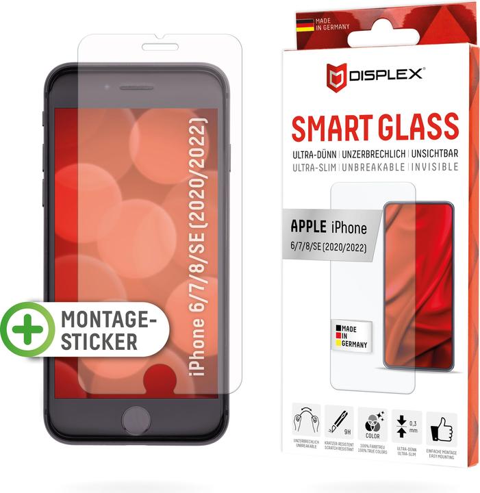 Displex Smart Glass, Displayschutzfolie (1 Stück, Apple iPhone 6, Apple iPhone 8, Apple iPhone 7, Apple iPhone SE (2nd Gen), Apple iPhone SE (3rd Gen))