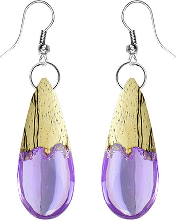 Produktbild Star Piercing Ohrring Tropfen Epoxy violett aus Tamarind Holz