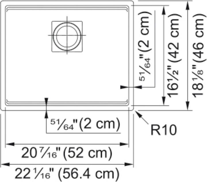 Actual product image Franke Spüle Kubus KNG 110-52 BM C (Undermount sink, 56 cm, 46 cm)