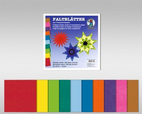Produktbild Ursus Transparentpapier Faltblätter 10x10cm VE=500 Blatt 10 Farben sortiert (42 g/m², 500 x)