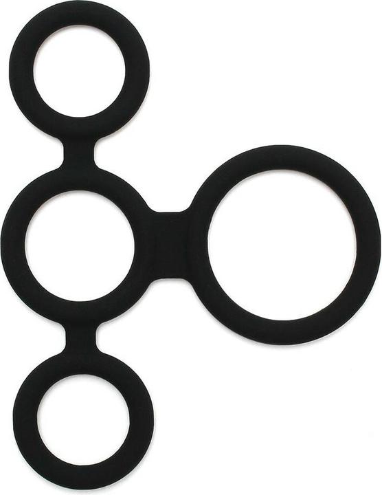 Produktbild Rimba Latex Play - Quatro Cock Ring und Ball Splitter - Schwarz