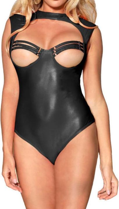Productafbeelding Subblime Wetlook bodysuit met open cups en kraagje (S)