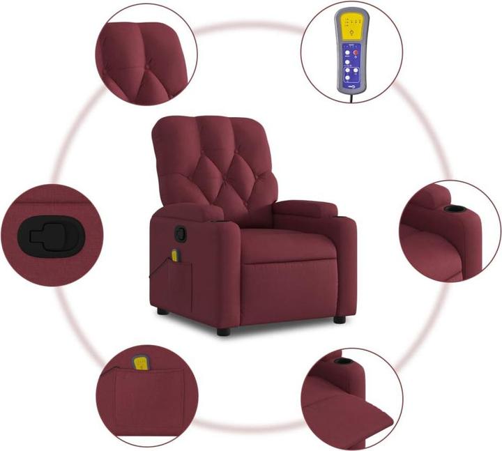 Produktbild VidaXL Massagesessel Weinrot Stoff,Farbe: Weinrot,Material: Stoff