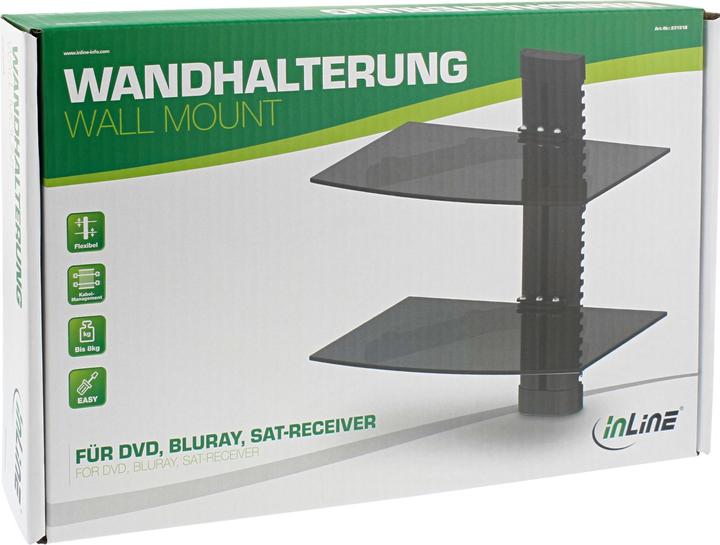 Actual product image InLine Mounting kit (wall mounting, 2 glass shelves / holder) for Blu-ray / DVD / Sa (Wall mount)