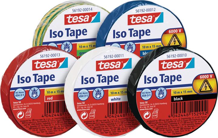 Produktbild tesa Elektro Isolierband, hitzebeständiges Klebeband zum Isolieren, Reparieren & Bündeln (15 mm)