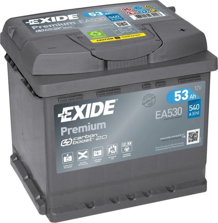Actual product image Exide EA530 (12 V, 53 Ah, 540 A)