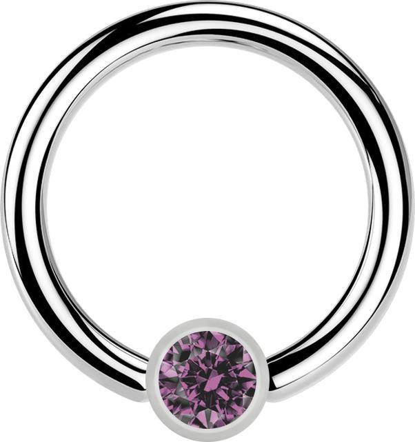 Image du produit Star Piercing Micro Ball Closure anneau argent et cristal violet clair (sans laiton, Acier chirurgical 316L)