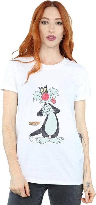 Actual product image Looney Tunes Womens/Ladies Sylvester Distressed Cotton Boyfriend T-Shirt (XXL)