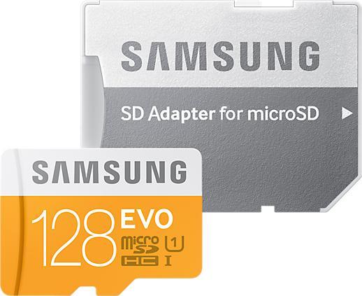 Produktbild Samsung EVO microSDXC mit Adapter (128 GB, microSDXC, U1, UHS-I)