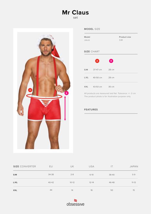 Actual product image Obsessive Mister Claus boxer shorts with braces and cap (3XL)