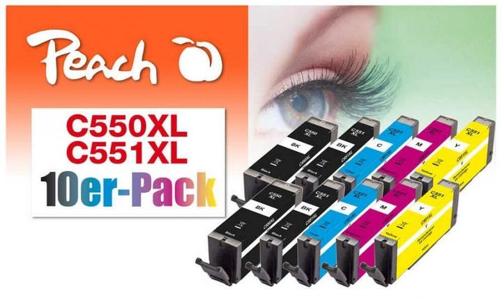 Actual product image Peach Ink Set Canon 550XL/551XL, Multi-10-Pack BK/PBK/C/M/Y (M, C, Y, FC, PBK)