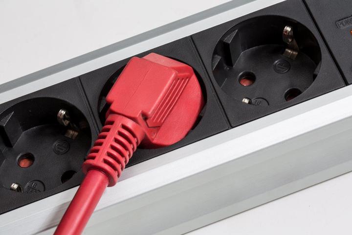 Actual product image As - Schwabe 6-way aluminium socket strip with surge protection and switch (6 x, CEE 7/3, 1.50 m)