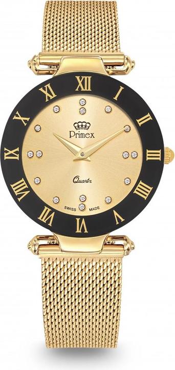 Image du produit Primex Montre Dame Swiss Made Bracelet Metal Dore Cadran Dore Etanche 30 M Petite (Montre analogique, 33 mm)