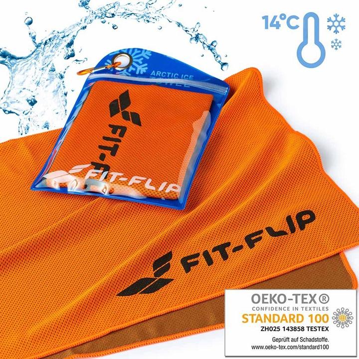 Produktbild Fit-Flip Airflip Towel Kühlhandtuch Mikrofaser mit Tasche 100x30cm (100 x 30 cm)