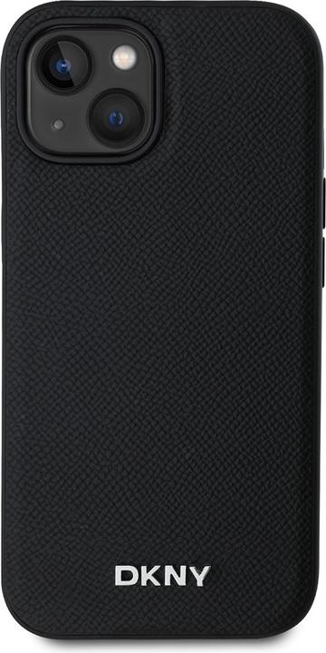 Immagine prodotto DKNY Custodia Magsafe in pelle PU con logo in metallo argento per iPhone 13 Nero (Apple iPhone 13)