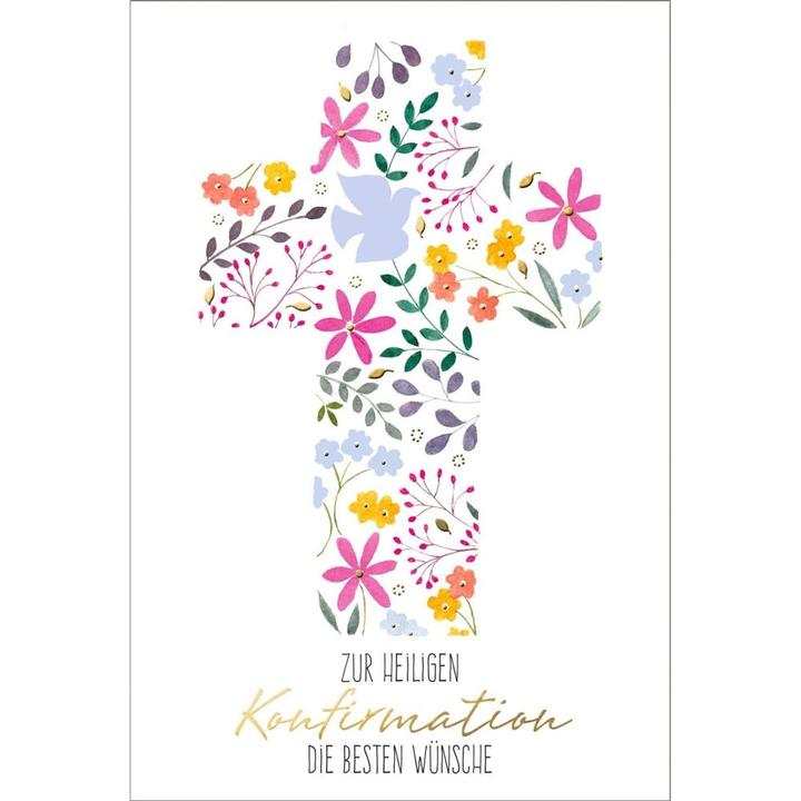 Immagine prodotto Susy Card Biglietto d'auguri Cresima 11,5 x 17 cm, Croce di fiori (1 pz.)
