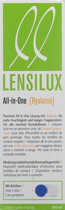 Image du produit Lensilux All-in-One hyaluron solution combinée +conteneur sol (Tout en un solution, 360 ml)