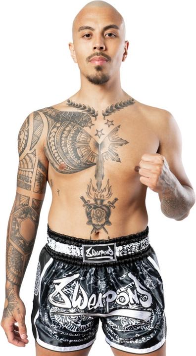 Actual product image 8Weapons 8 Weapons Muay Thai Shorts Carbon - Sak Yant Tigers (S)