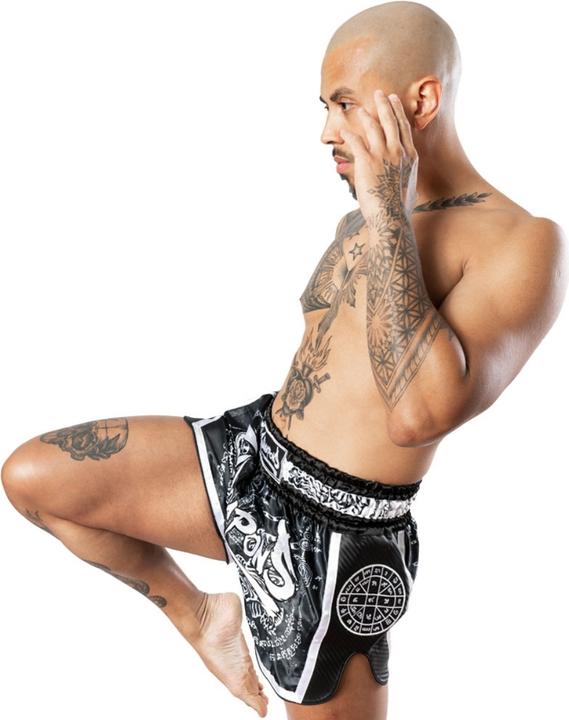 Actual product image 8Weapons 8 Weapons Muay Thai Shorts Carbon - Sak Yant Tigers (S)