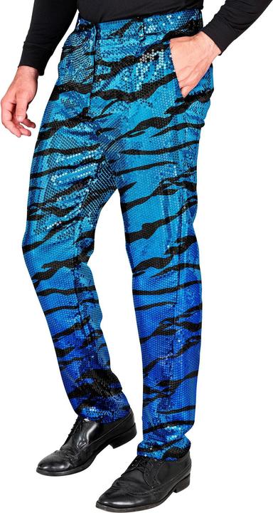Produktbild Widmann Herren Pailletten Hose im Zebralook Schwarz/Blau (S)