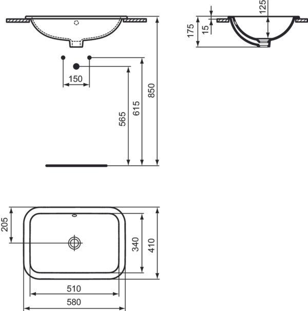 Immagine prodotto Ideal Standard Ideale Standard Connect Lavabo da incasso rettangolare 580mm E5059 E5059 (410 mm, 430 mm)