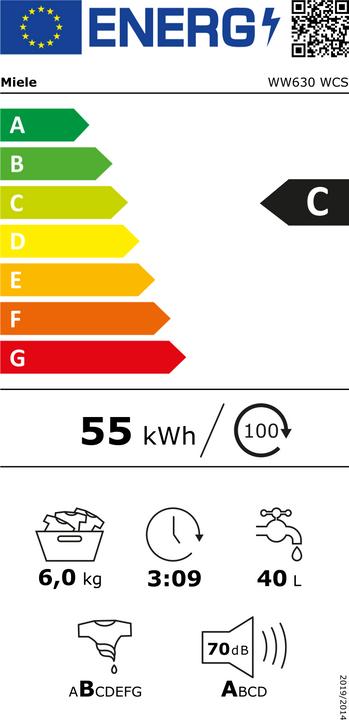 Energie-Label Miele WW630 WCS (6 kg, Oben)