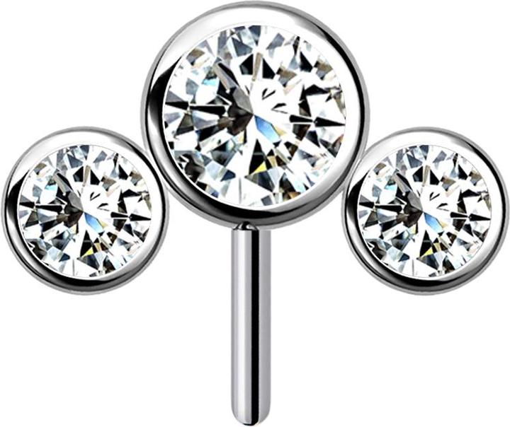 Immagine prodotto Star Piercing Threadless argento anteriore tre cristalli argento (Titanio G23, senza ottone)