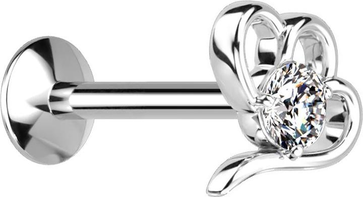 Immagine prodotto Star Piercing Micro Threadless UFO Labret argento cuore cavo argento cristallo argento (Ottone, Acciaio chirurgico 316L)