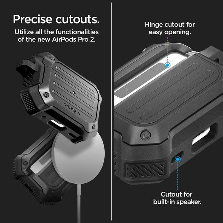 Actual product image Spigen TOUGH ARMOR MAG MAGSAFE Apple AIRPODS PRO 1 / 2 BLACK (Headphone bag)