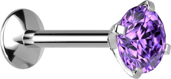 Produktbild Star Piercing Micro Innengewinde Labret UFO silber mit Kristall tanzanite gefasst (Titan G23, ohne Messing)
