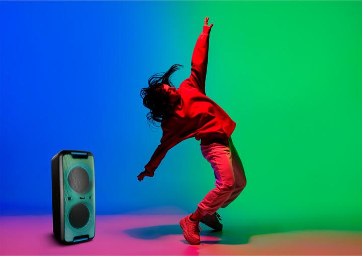 Image du produit Medion P61080 party sound system partyspeakers incl. microfoon, karaoke, oplaadbare batterij, Bluetooth, ec (4 h, Fonctionnement sur secteur)