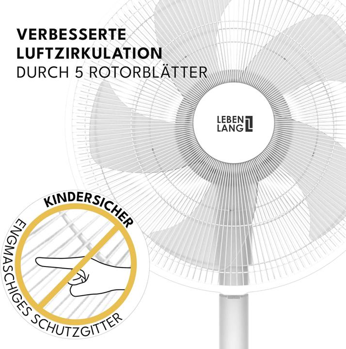 Image du produit Lebenlang Leiser Standventilator mit Fernbedienung & LED-Display (60 dB)
