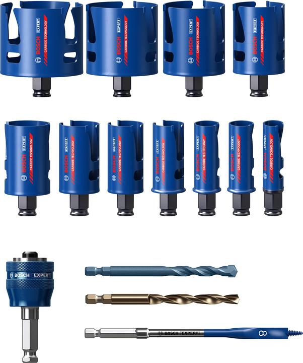 Immagine prodotto Bosch Professional Zubehör EXPERT Set di seghe a tazza per materiali da costruzione 20/22/25/32/35/40/44/51/60/68/76 mm, 15 (20, 22, 25, 32, 35, 40, 44, 51, 60, 76, 68 mm)