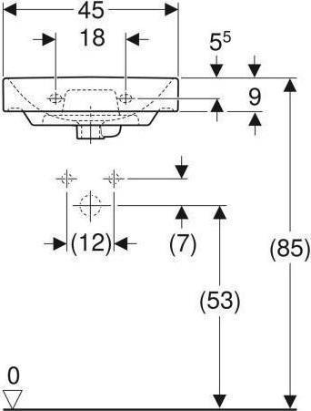 Produktbild Geberit Handwaschbecken Smyle Square asymetrisch 45 cm wei 500222011 (360 mm, 450 mm)