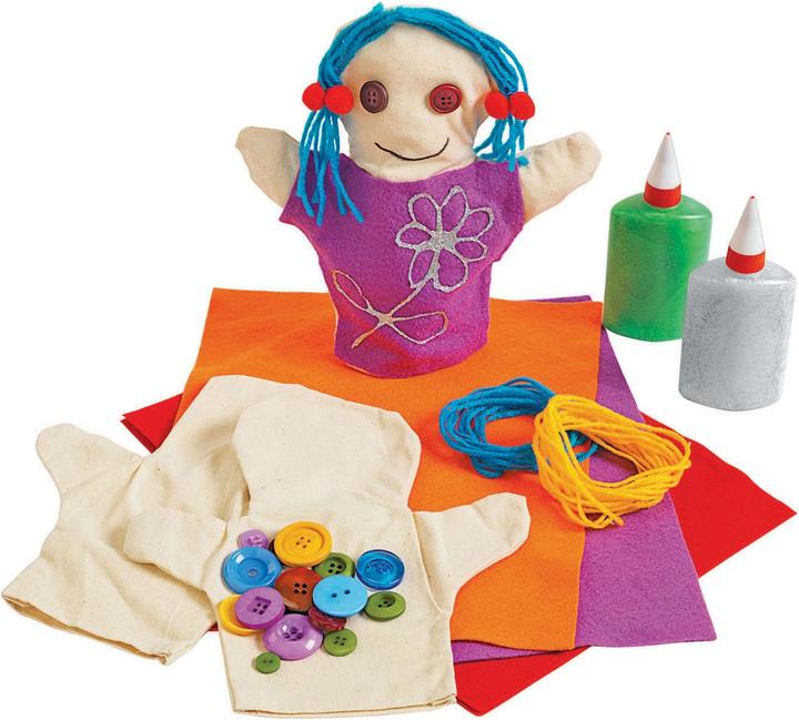 Actual product image Colorations Colourings - Decorate your own canvas hand puppets, set of 12