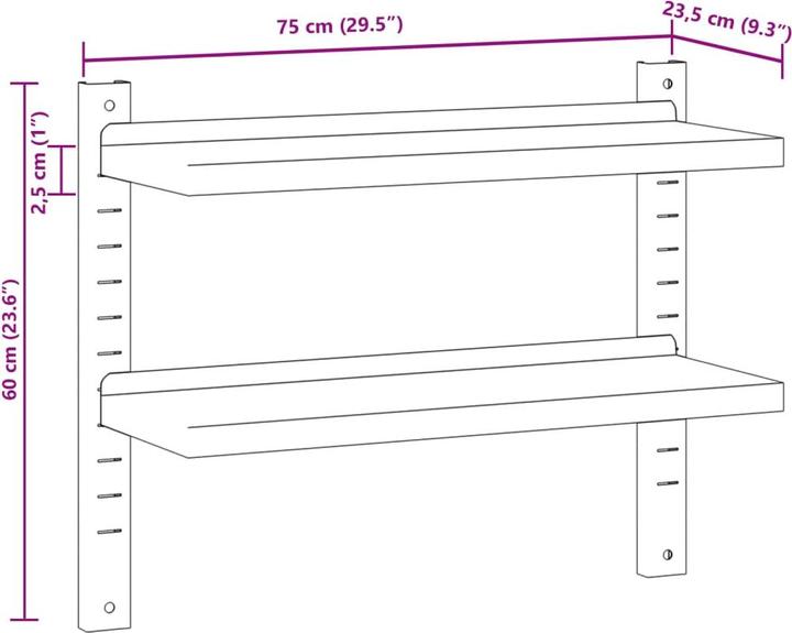 Produktbild VidaXL Wandregal (23.5 x 75 x 60 cm)