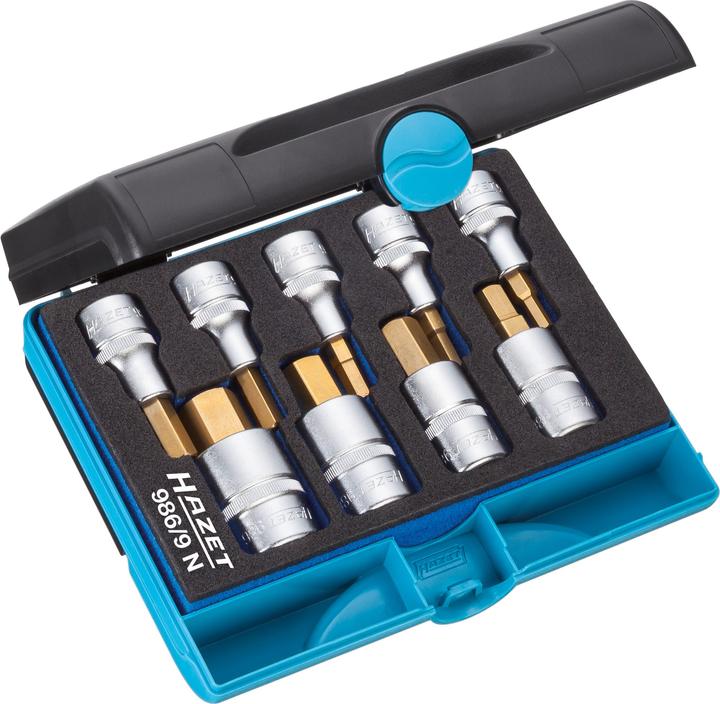 Image du produit HAZET Jeu de douilles mâles 986/9N ∙ Carré creux 12,5 mm (1/2 pouce) ∙ Profil à 6 pans intérieurs ∙…