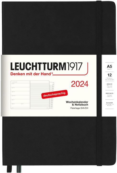 Produktbild Leuchtturm1917 LEUCHTTUR Wochenkalender Notizbuch 2024 44367724 schwarz, 1W/S + Notiz, HC, A5 (A5, Deutsch)