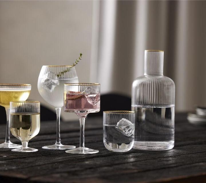 Image du produit Lyngby 30 cl - Verre - Transparent/guldkant (30 cl, 4 Verres, Set de verres à vin)