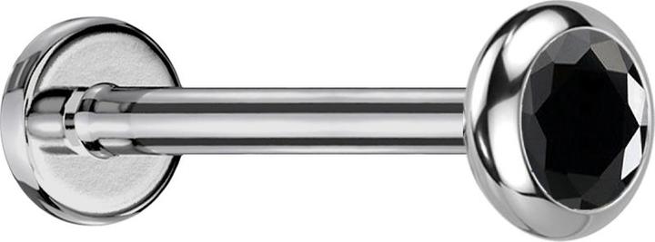 Produktbild Star Piercing Micro Labret Innengewinde silber Scheibe abgerundet silber Kristall schwarz (Titan G23, ohne Messing)
